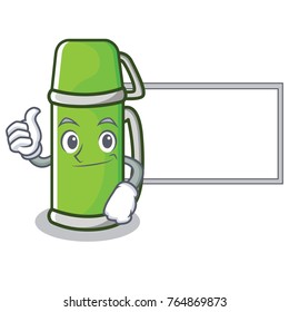 Thumbs up with board thermos character cartoon style