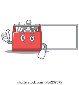 Thumbs up with board tool box character cartoon