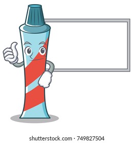Thumbs up with board toothpaste character cartoon style