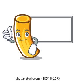 Thumbs up with board tortiglioni pasta character cartoon