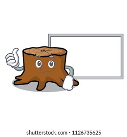Thumbs up with board tree stump character cartoon