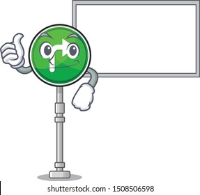 Thumbs up with board turn right isolated in the mascot