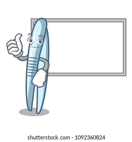 Thumbs up with board tweezers character cartoon style
