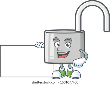 Thumbs up with board unlock key with cartoon character design.