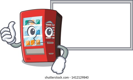 Thumbs up with board vending machine in the cartoon shape