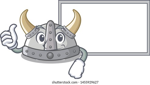 Thumbs up with board viking helmet isolated with the character