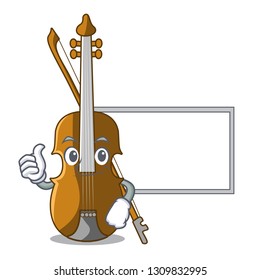 Thumbs up with board violin in the a character shape