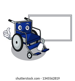 Thumbs up with board wheelchair isolated with in the cartoon