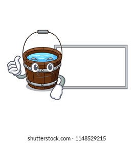 Thumbs up with board wooden bucket character cartoon