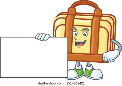 Thumbs up with board work suitcase cartoon for materials work