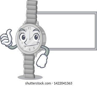 Thumbs up with board Wristwatch in the cartoon jewelry box