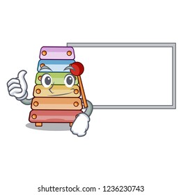 Thumbs up with board xylophone classic music sound sign cartoon