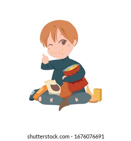 thumbs up boy illustration vector art