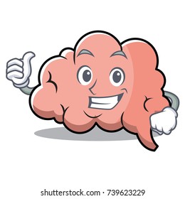 Thumbs up brain character cartoon mascot