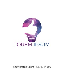 Thumbs up and bulb vector logo design. Good idea logo design. The winning solution concept.
