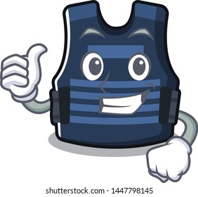 Thumbs up bulletprof vest in the cartoon shape