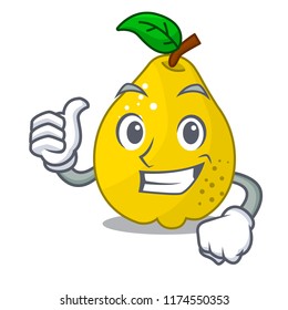 Thumbs up bunch cartoon of juicy yellow quinces fruits