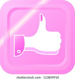 Thumbs up button with a womens hand with glare