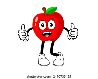 Thumbs Up Cartoon Apple Character Illustration