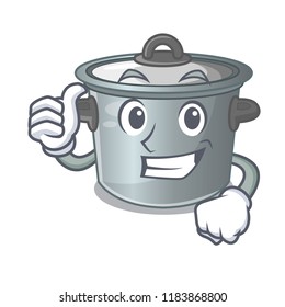 Thumbs up cartoon cookware stock pot in kitchen