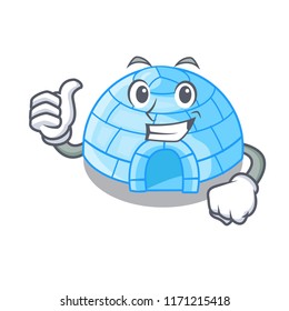 Thumbs up cartoon dome igloo ice house snow