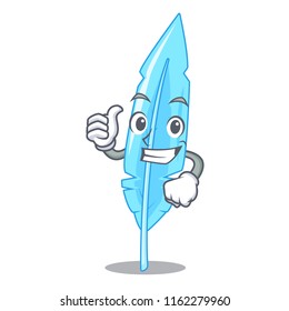 Thumbs up cartoon feather for writing