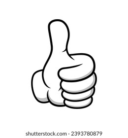 Thumbs up cartoon isolatec on white background.