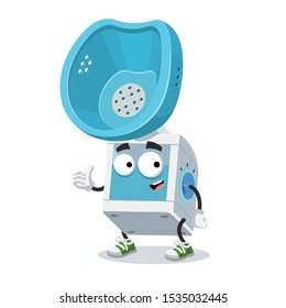 thumbs up cartoon medical nebulizer steam inhaler character mascot smiling on white background