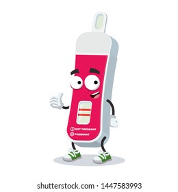 thumbs up cartoon modern positive pregnancy test character mascot smiling on white background