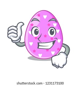 Thumbs up cartoon shape easter color on eggs