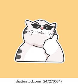 thumbs up cat Meme Sticker Vector Cute Illustration