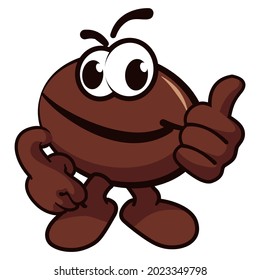 thumbs up character mascot vector of coffee beans
