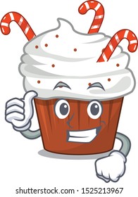 Thumbs up christmas cupcake served on cartoon plate
