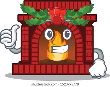 Thumbs up christmas fireplace in the cartoon shape