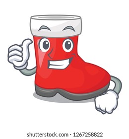 Thumbs up christmas santa boot isolated on mascot