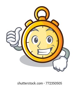 Thumbs up chronometer character cartoon style