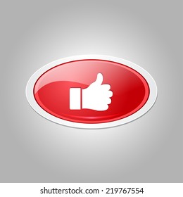 Thumbs Up Circular Red Vector Web Button Icon