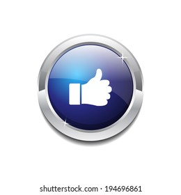 Thumbs Up Circular Vector Blue Web Icon Button