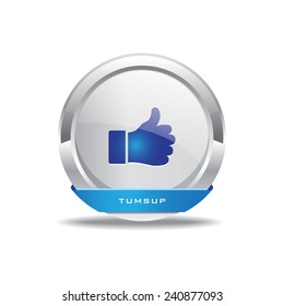 Thumbs Up Circular Vector Blue Web Icon Button