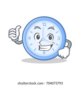 Thumbs up clock character cartoon style