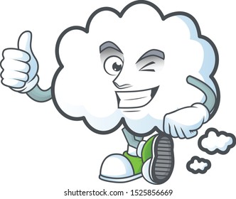Thumbs up cloud bubble with cartoon character style