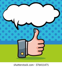 thumbs up color doodle, speech bubble
