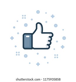 Thumbs up color line icon. Like button vector illustration.