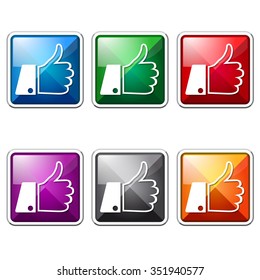 Thumbs Up Colorful Vector Icon Button