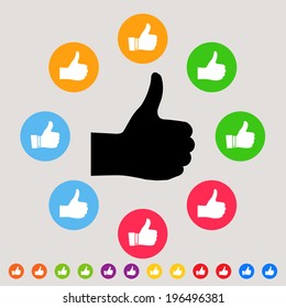 Thumbs up - colorful vector icon set