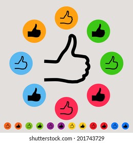 Thumbs up - colorful vector icon set