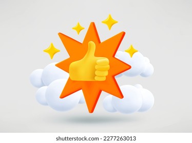 Thumbs up concept. 3d vector illustration