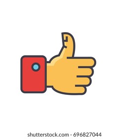 Thumbs up concept. Line vector icon. Editable stroke. Flat linear illustration isolated on white background