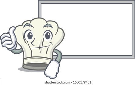 Thumbs up of cook hat cartoon design with board