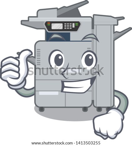 Thumbs up copier machine isolated in the cartoon